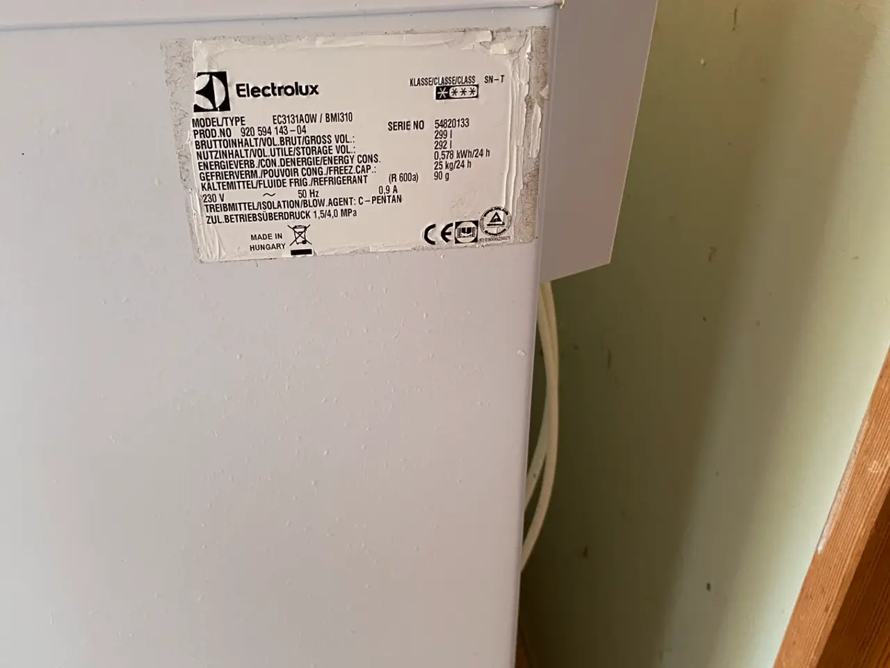 Billede 1 - Electrolux kummefryser 290liter