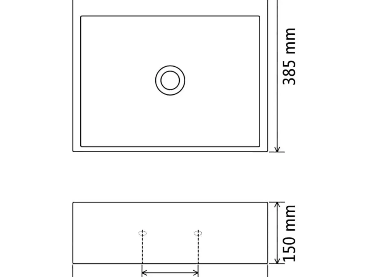 Billede 6 - Håndvask med hul til vandhane keramik 51,5x38,5x15 cm hvid
