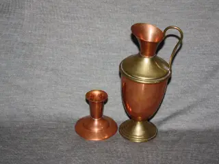 Kobber og messing kande højde 18 cm