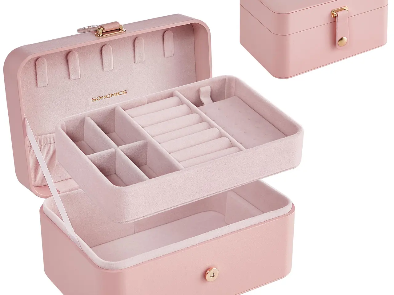 Billede 1 - Rejsesmykkeskrin i 2 lag - Jelly Pink