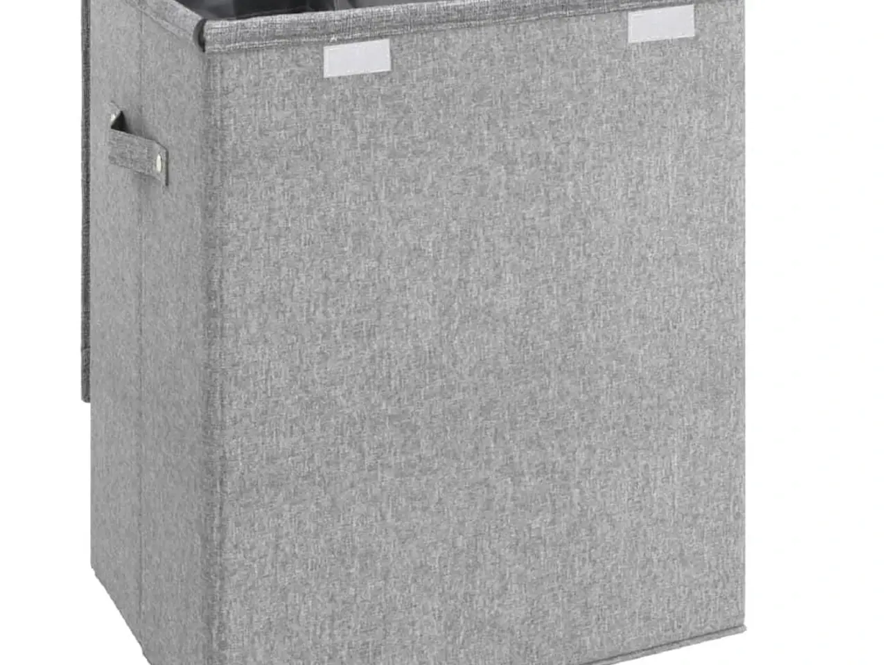 Billede 6 - Foldbar vasketøjskurv i kunstigt linned - 51 × 34,5 × 59 cm, grå, 2 rum