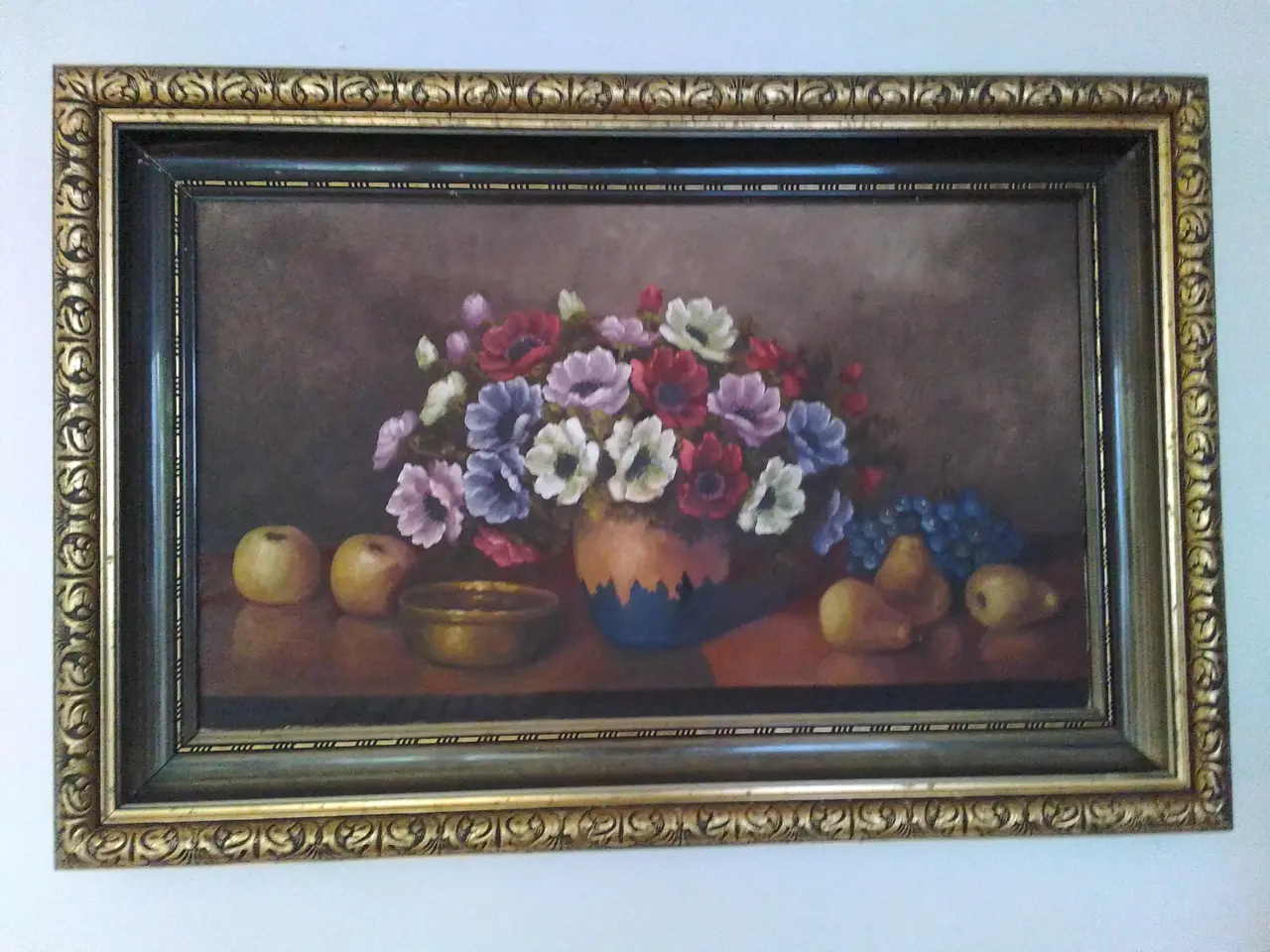 Billede 1 - Stilleben med franske anemoner og frugt