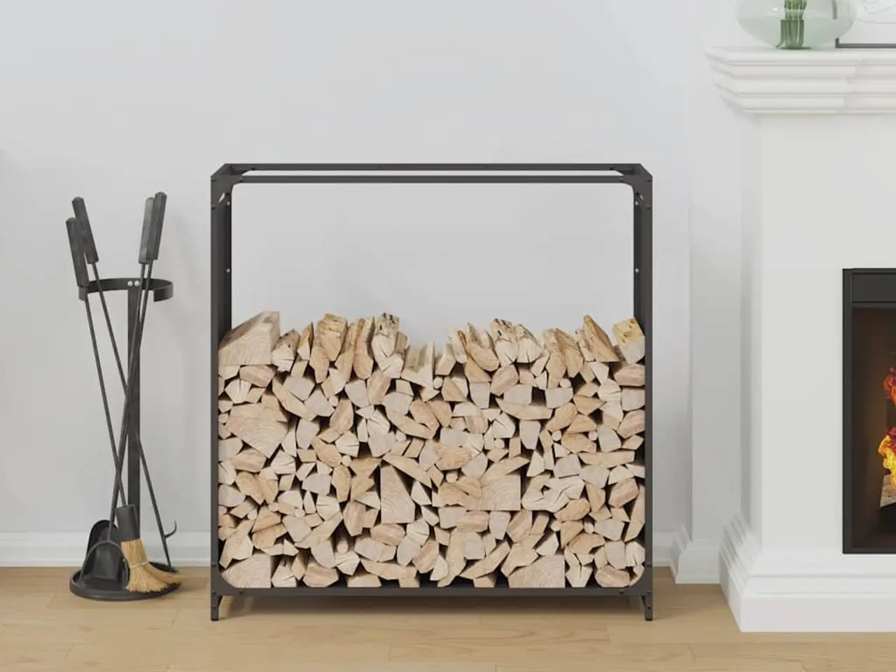 Billede 3 - Brændestativ i koldvalset stål - 90 × 28 × 90 cm, sort