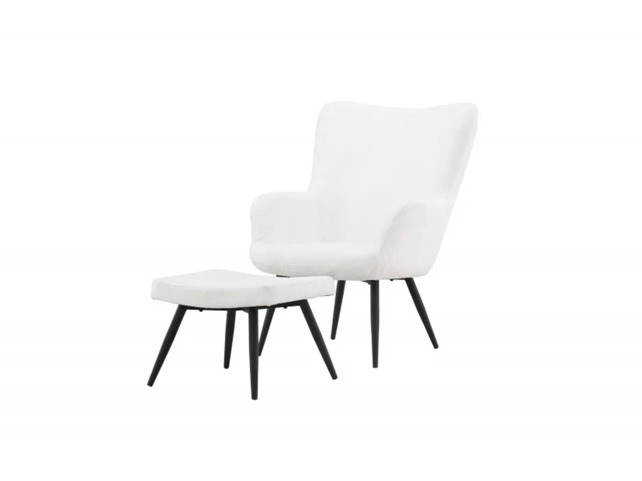 Billede 5 - Como Elegant Como Lænestol med Fodskammel - Hvid Boucle
