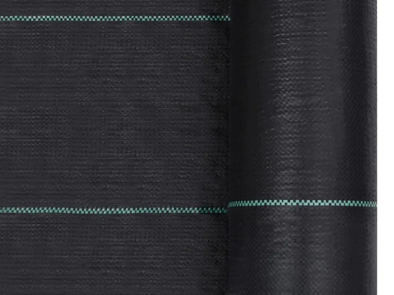 Billede 2 - Ukrudtsdug 1 × 200 m - sort PP 60 g/m² med grønne striber