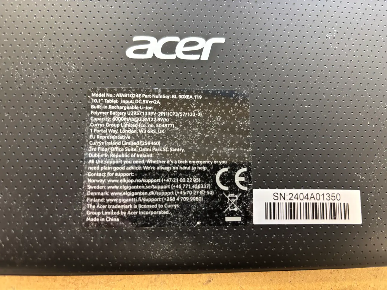 Billede 3 - Tablet 10.1 " ACER ATAB1024E