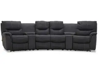 HAGA Colorado sofa - grafit grå stof, 4 pers., m. recliner funktion
