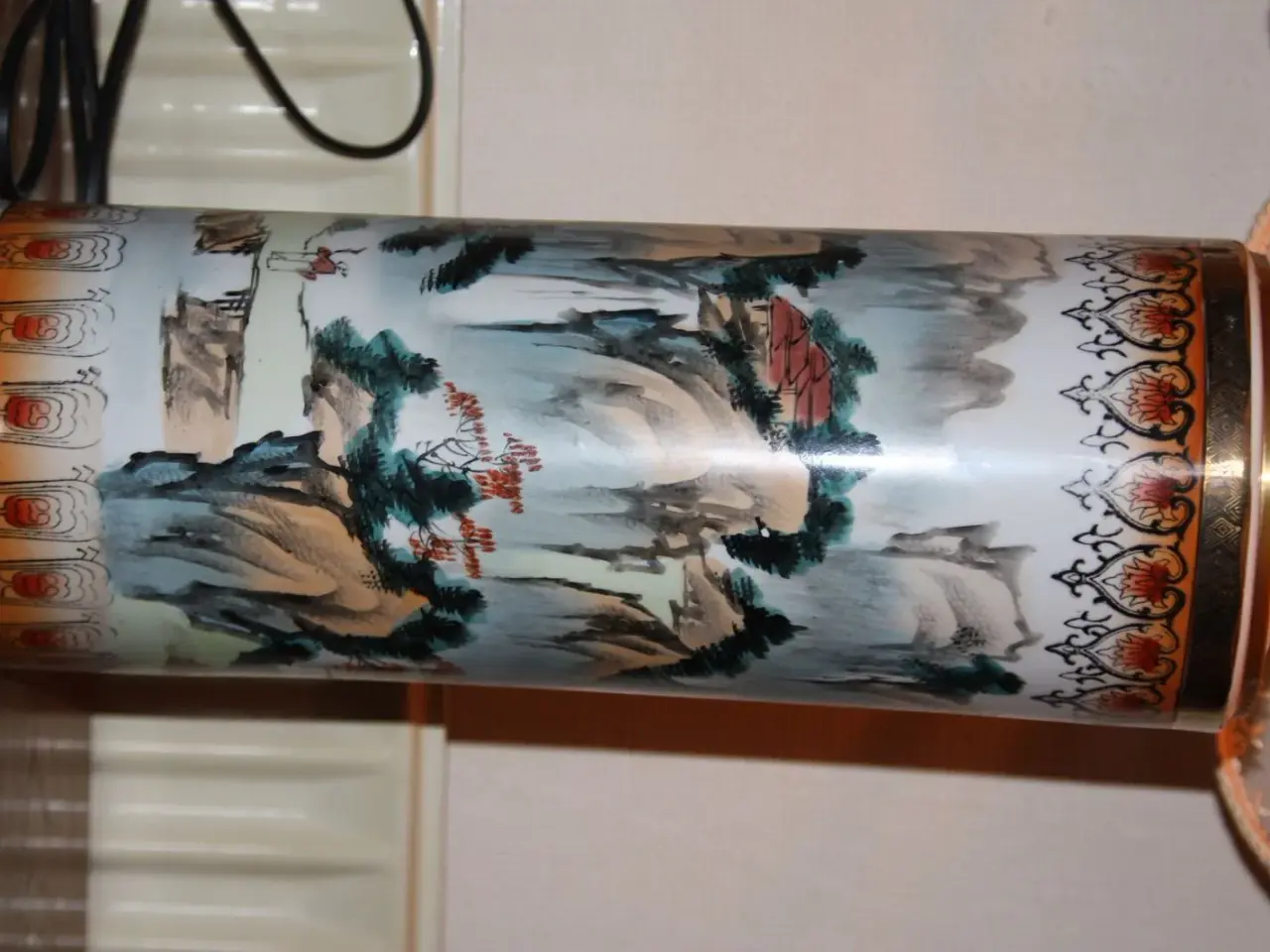 Billede 4 - Kinesisk rund lampe med landskabsmotiv