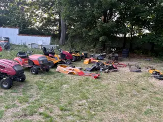 9 havetraktor/håndskubber+ dele sælges samlet!!