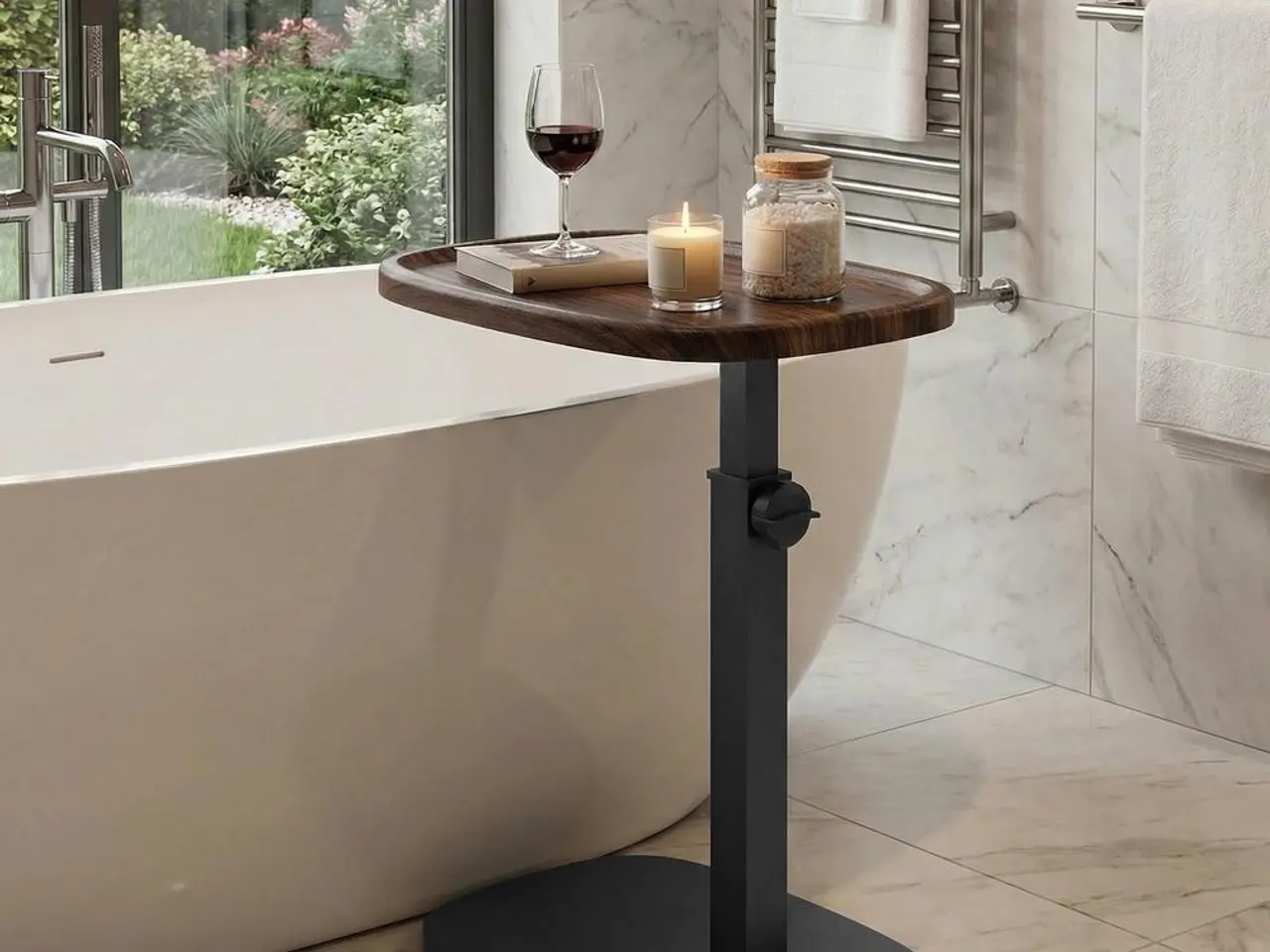 Billede 5 - C-formet sidebord med justerbar højde - Walnut Brown/Ink Black