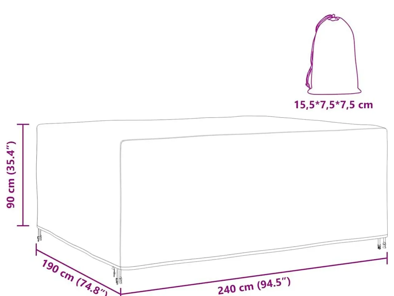 Billede 10 - Møbelovertræk - sort 240 × 190 × 90 cm, 420D vandtæt