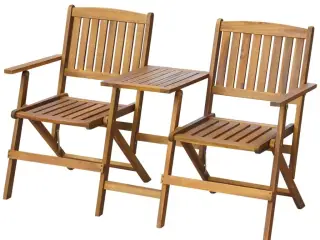 Foldbar havebænk med tebord 140 cm massivt akacietræ