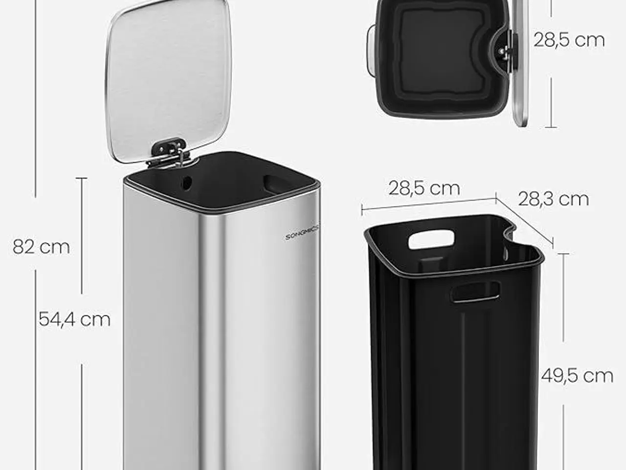 Billede 5 - Pedalspand 30 l i stål med inderbeholder - metallic silver