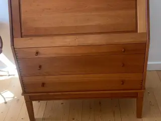 Teak rulle skrivebord / sekretær – komplet låger