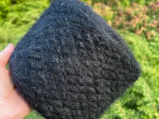 Italiensk garn - Mohair / Silke - Sort/Grå - 200 g