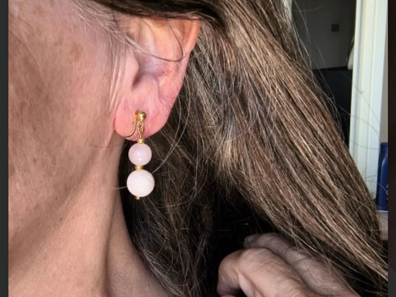 Billede 2 - Rosa quartz øreringe 