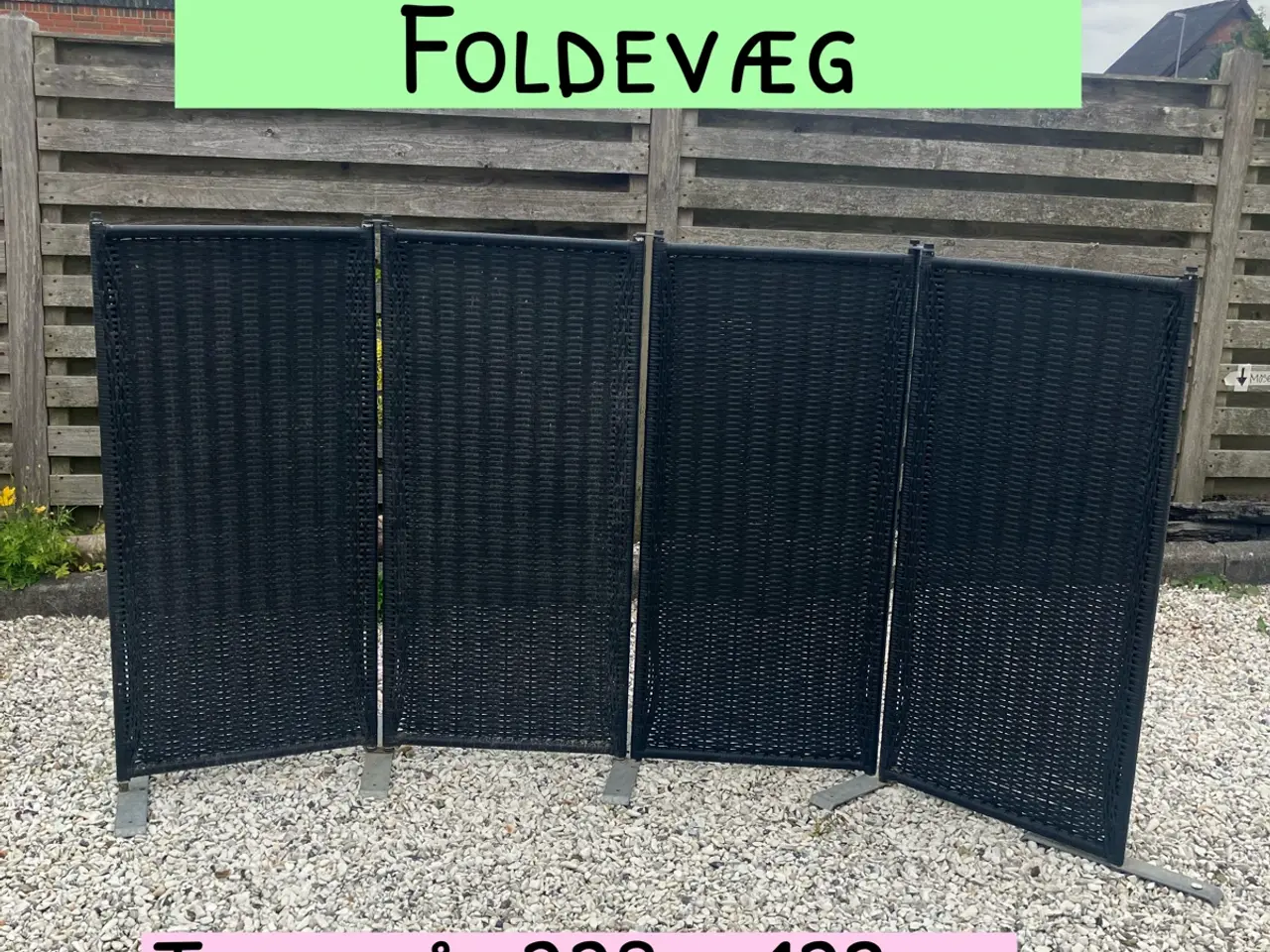 Billede 1 - Flethegn / foldevæg i sort polyrattan