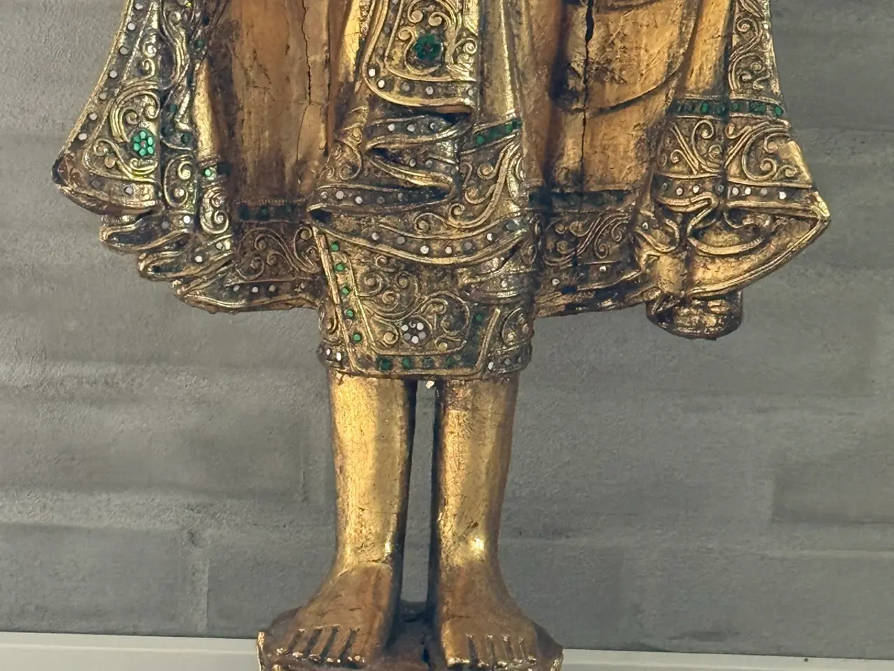 Billede 4 - Stor 102 cm Buddha i massivt træ.