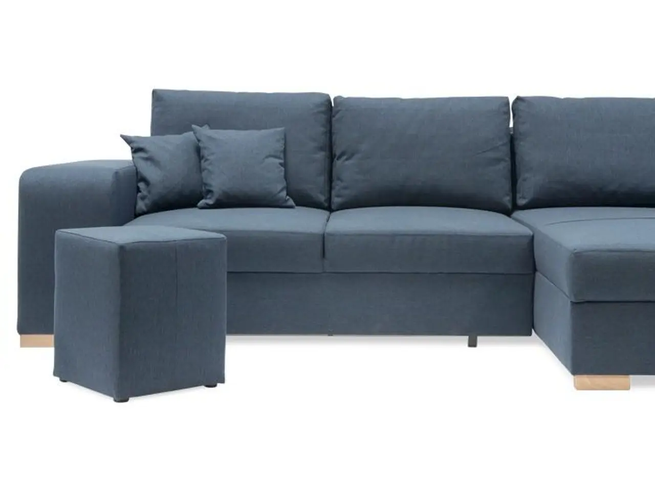 Billede 1 - Vendbar sovesofa Mark med 2 puffer - Blå Inari 80