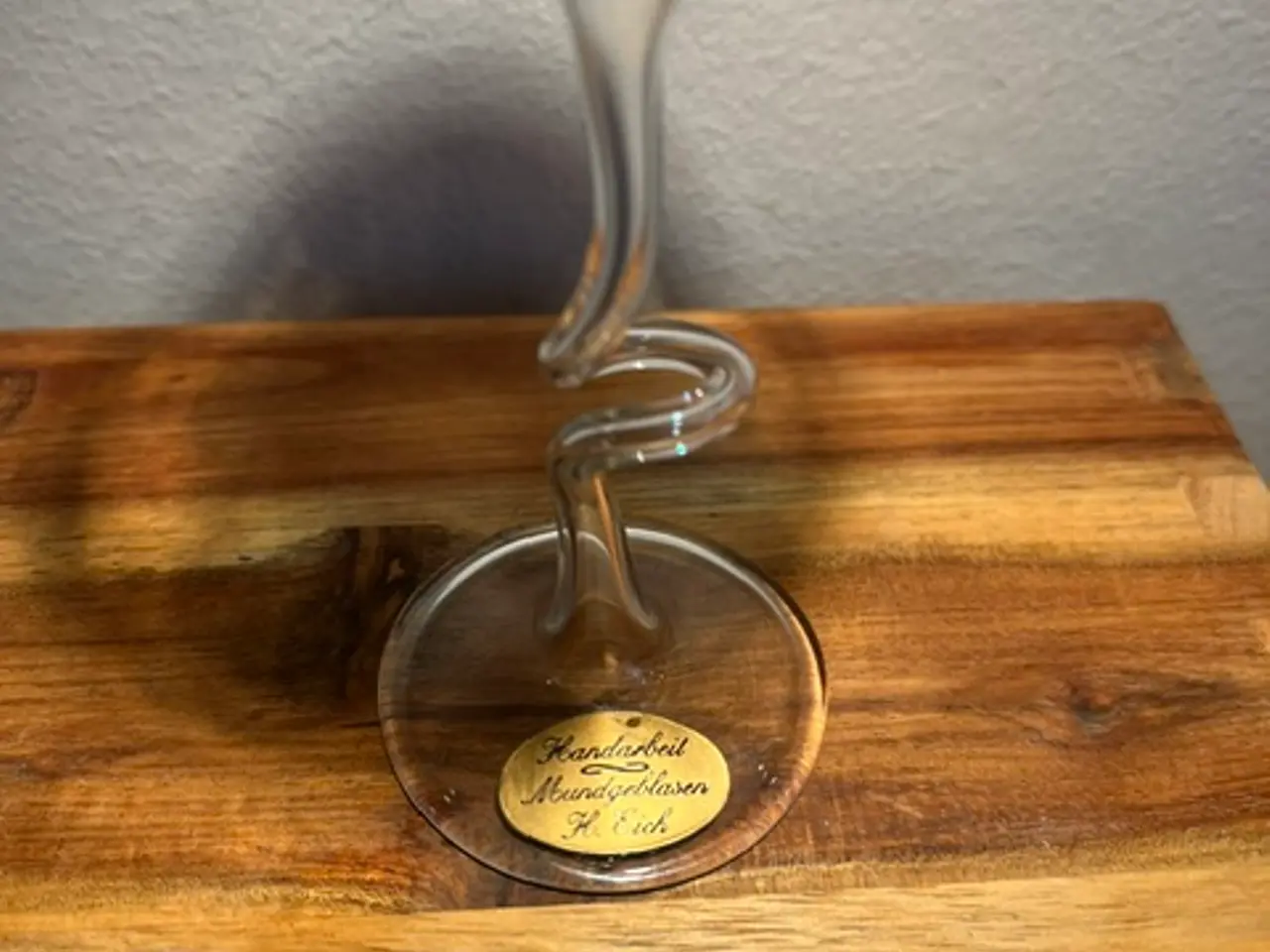 Billede 2 - H. Eich – Flot mundblæst kunstglas lysestage