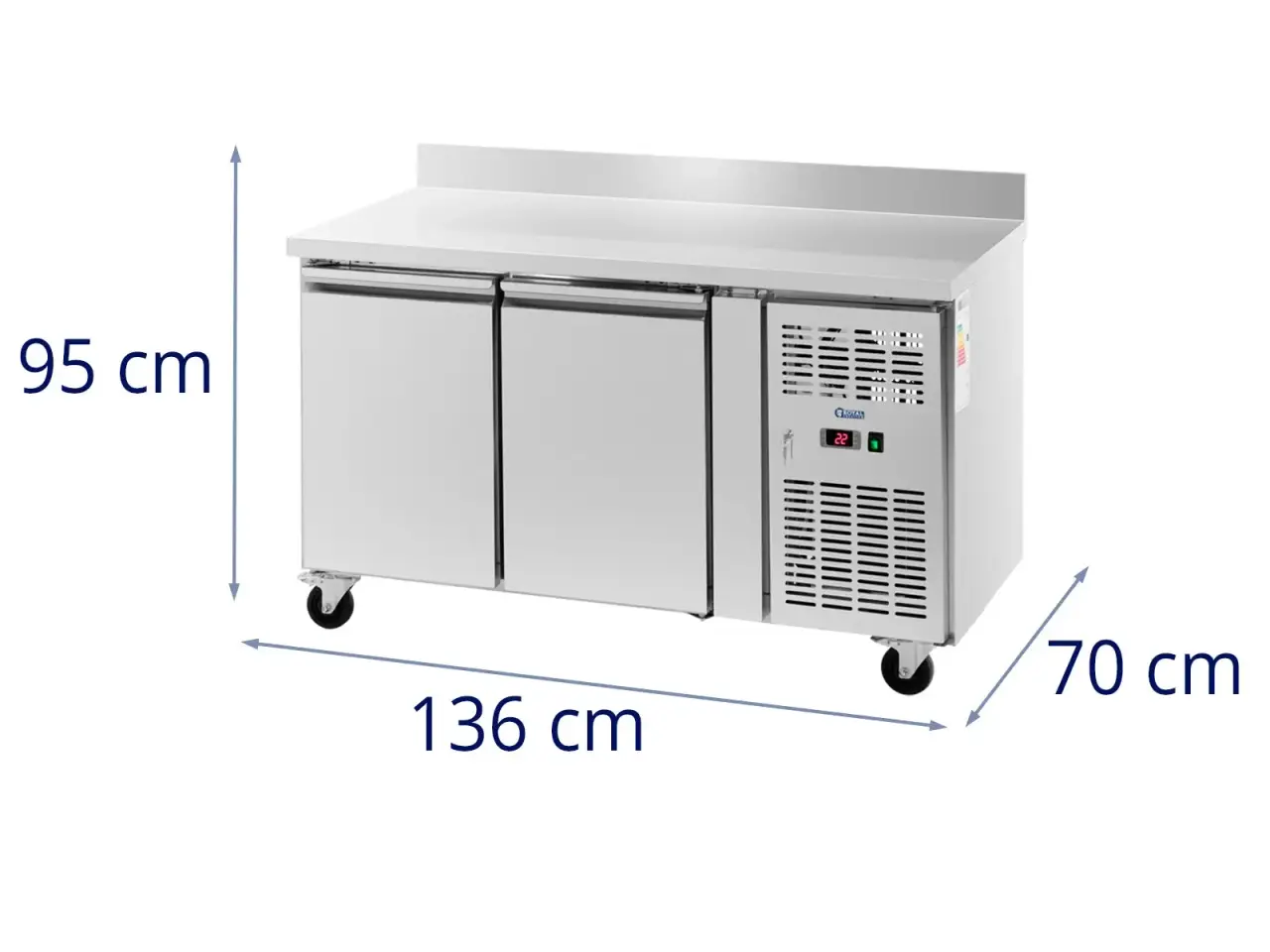 Billede 5 - Kølebord med hjul – 260 l – 2 køleskabe