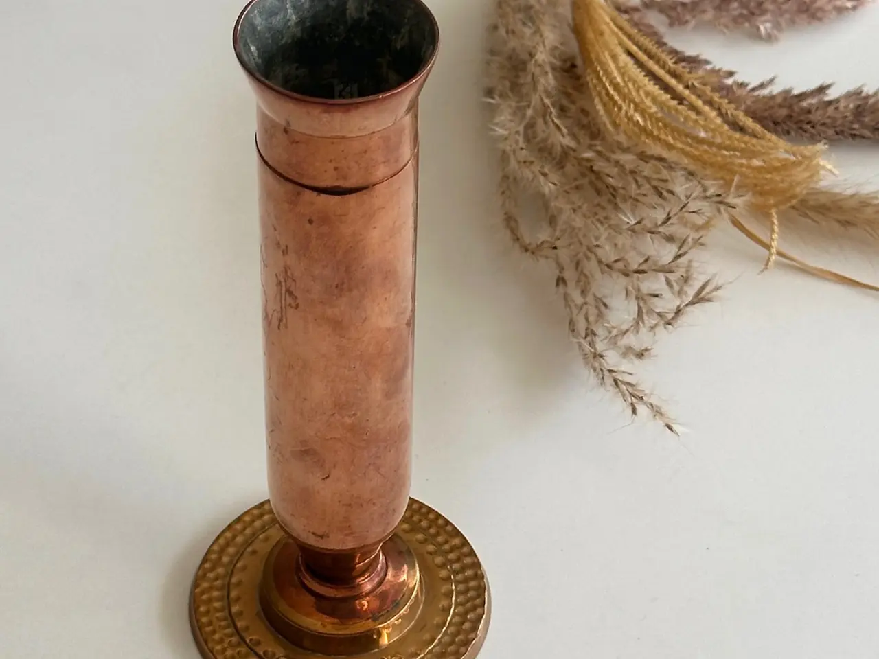 Billede 3 - Slank vase, kobber/messing