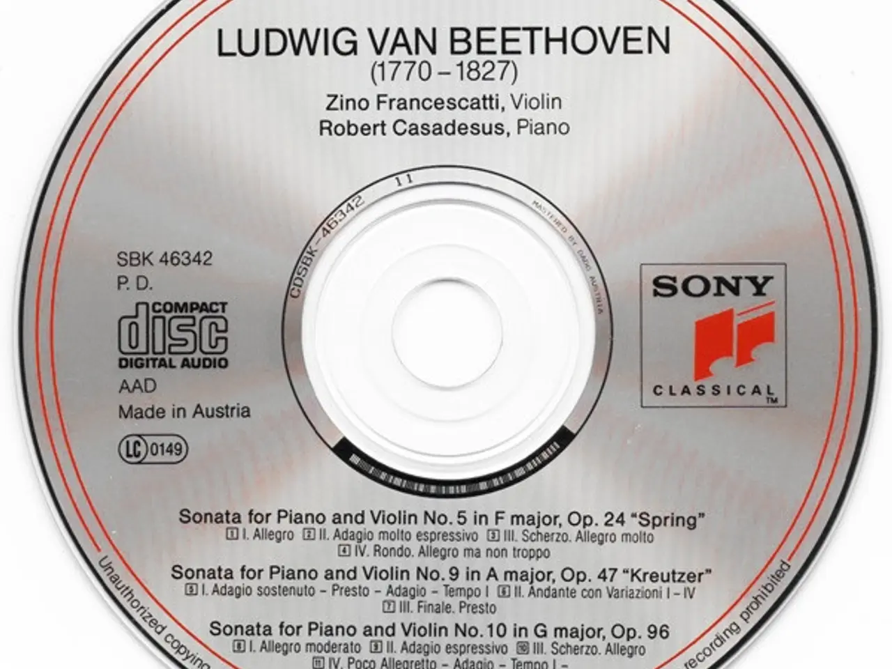 Billede 3 - Beethoven* - Zino… – Violin Sonatas No. 5… – CD