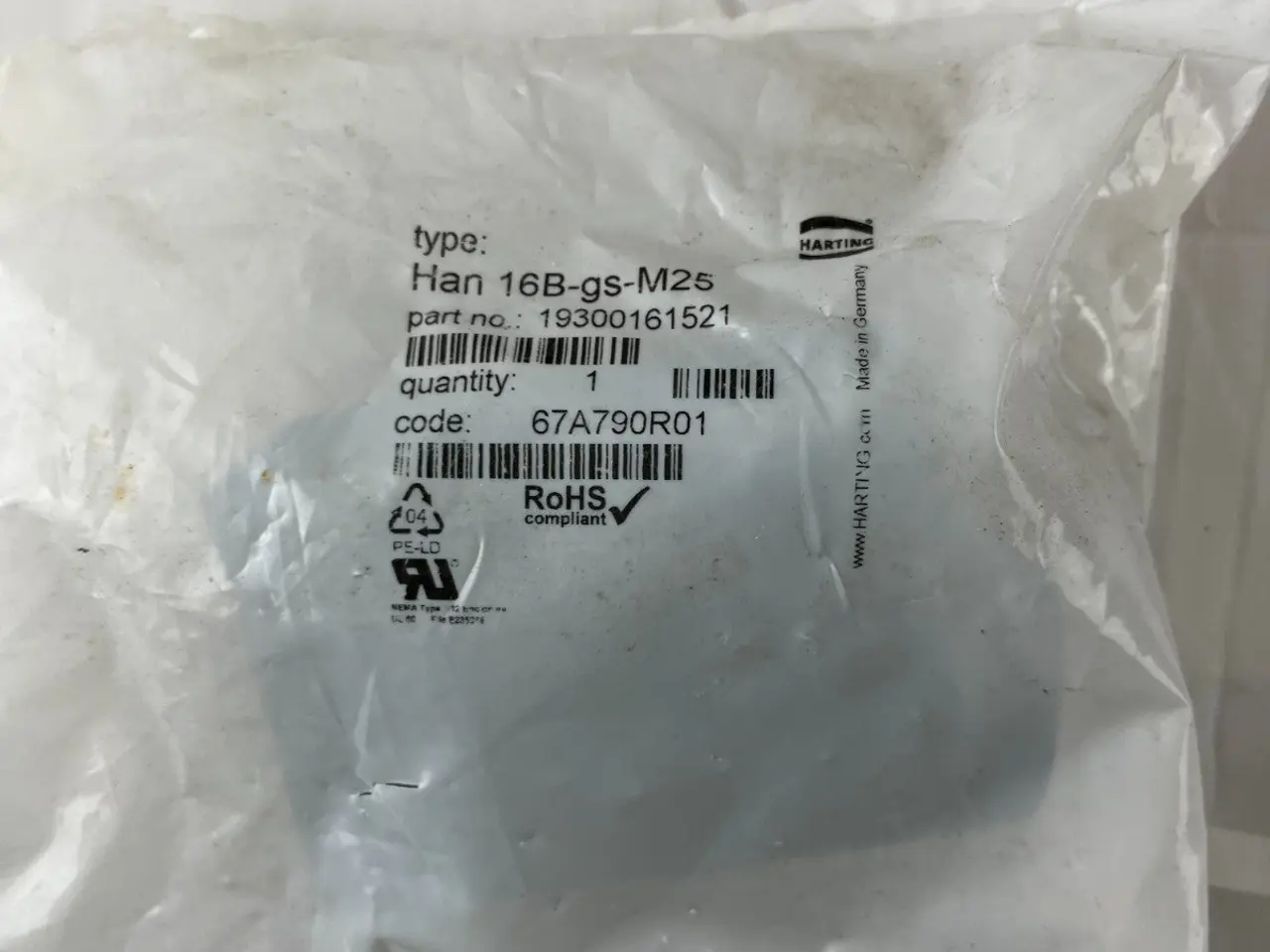 Billede 4 - Harting Han 16B-gs-M25 stik Hood Housing