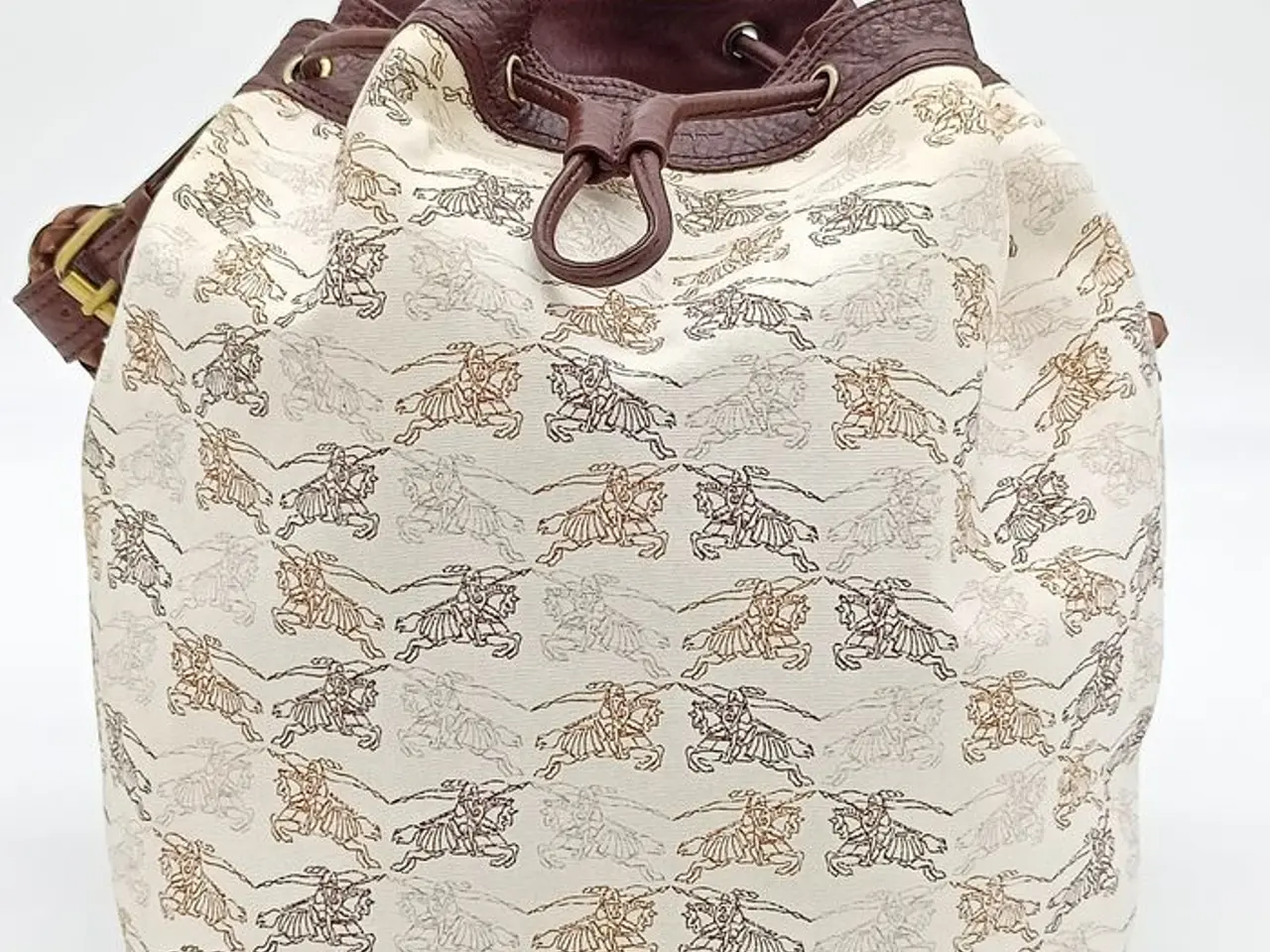 Billede 3 - Burberry Taske af lyst print lærred og brunt skind