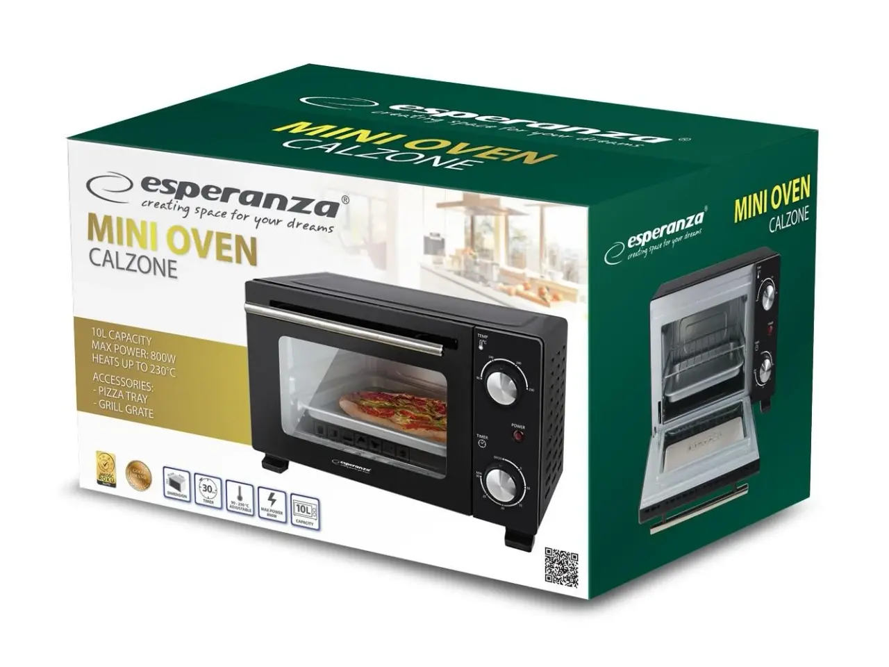 Billede 3 - Miniovn Esperanza 10 l - 800 W, sort