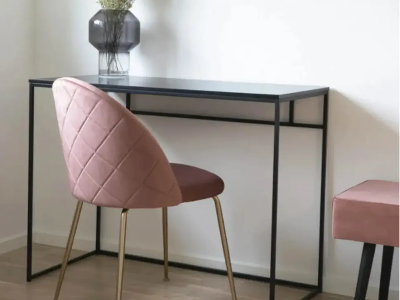 Billede 3 - Stol i rosa velour