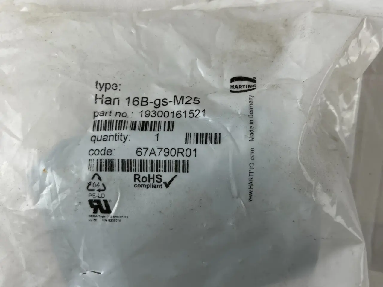 Billede 3 - Harting Han 16B-gs-M25 stik Hood Housing
