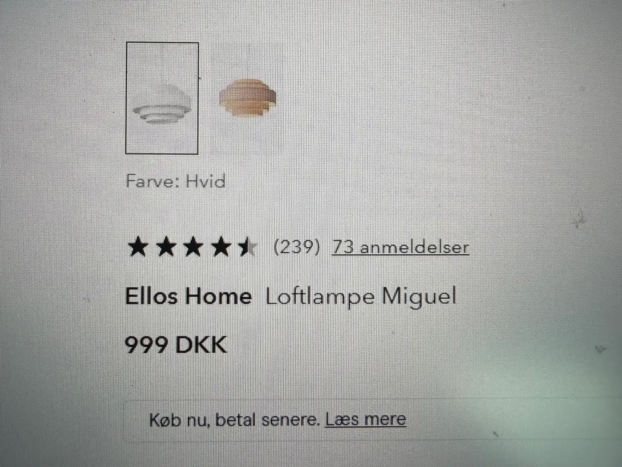 Billede 2 - Hvid lampe i stof