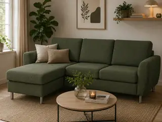 Pan Chaiselong sofa Grøn stof vendbar