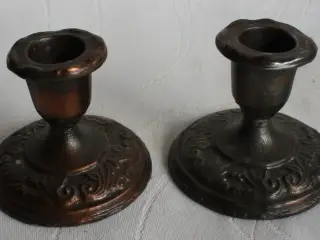 2 lysestager af bronze