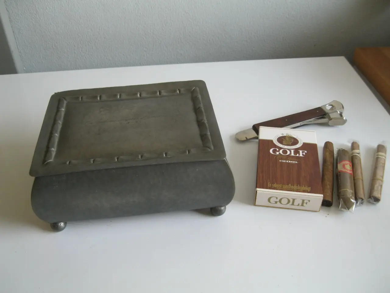 Billede 1 - Tin cigaræske  Antik 1927