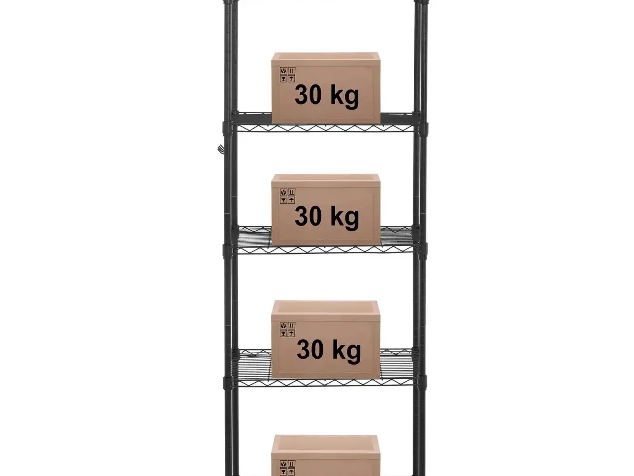 Billede 5 - Rustfri Stålreol (60x40x180cm) – 50kg pr. Hylde