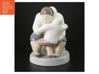 Porcelænsfigur af far med barn fra B&G (str. 21 cm)