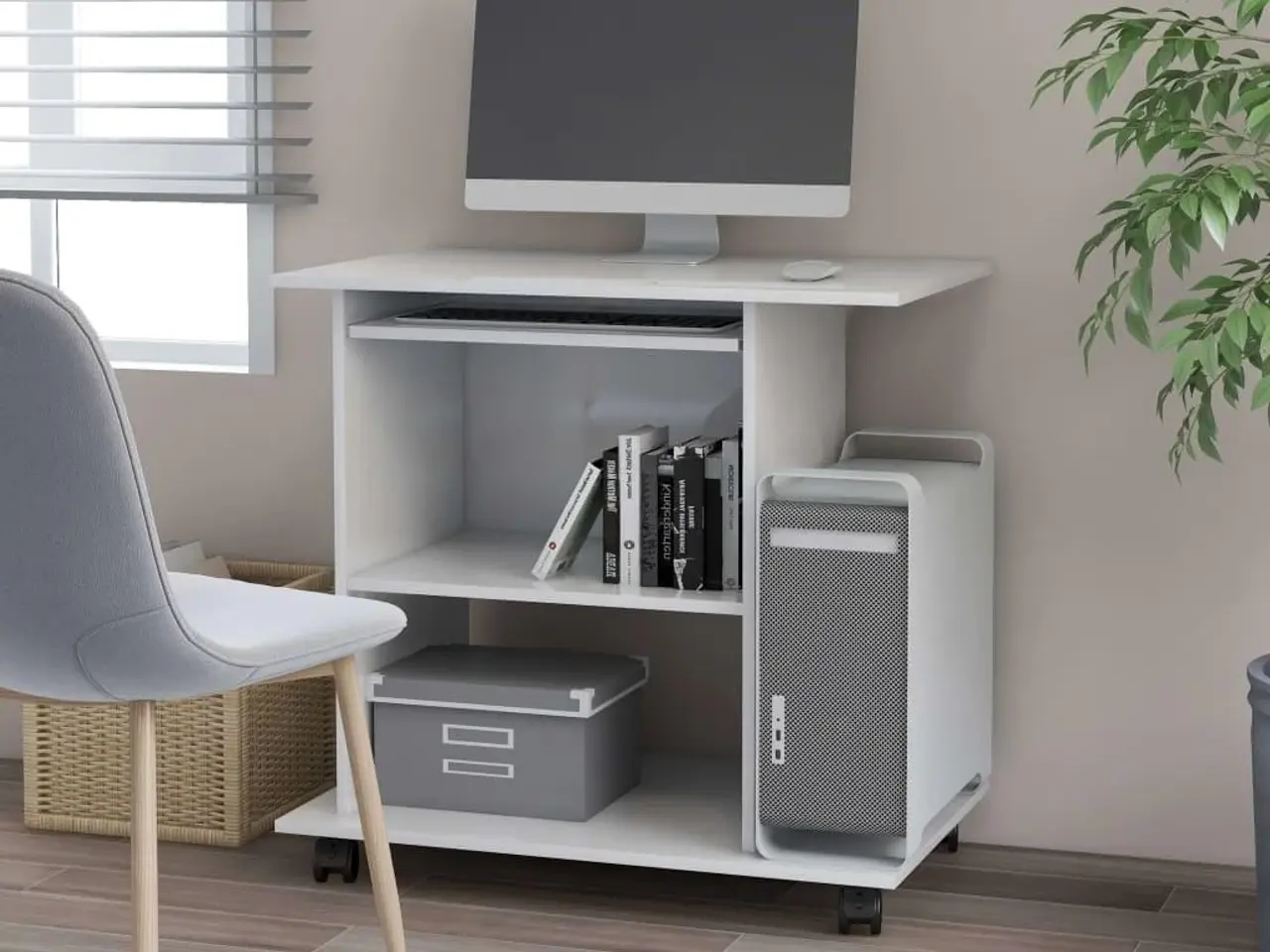 Billede 1 - Computerbord 80x50x75 cm konstrueret træ hvid
