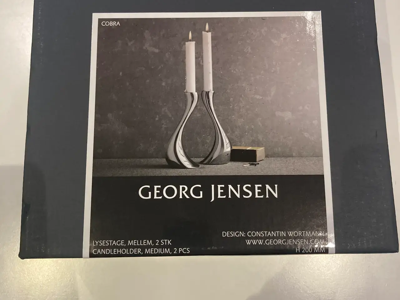 Billede 1 - Georg Jensen Cobra lysestage - mellem 2 stk, nye