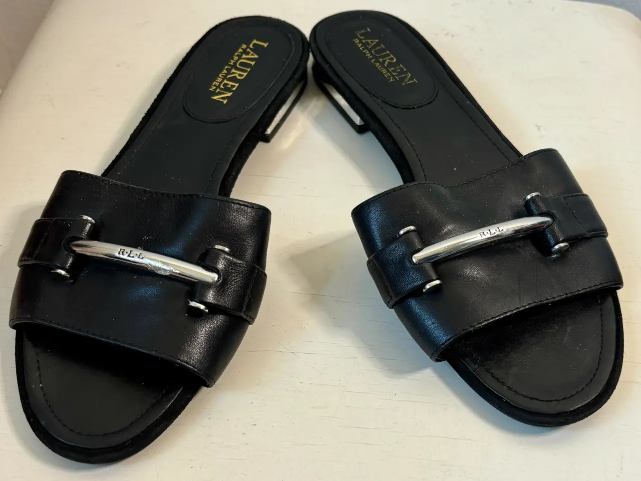 Billede 1 - Ralph Lauren, sorte sandaler i skind, str 37,5