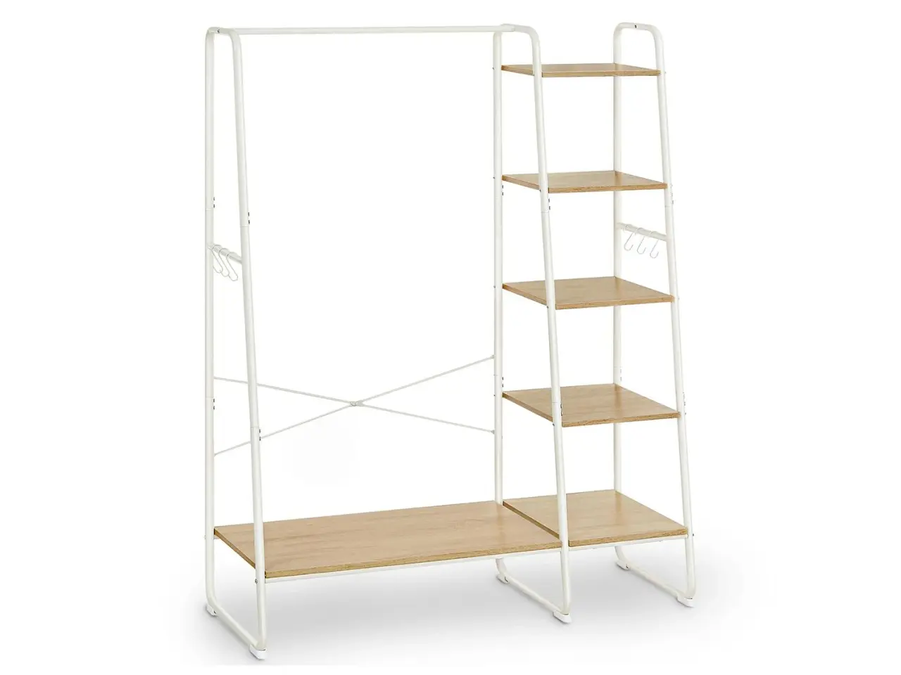 Billede 1 - Tøjstativ med hylder og kroge - Oak White, 45 x 120 x 160 cm
