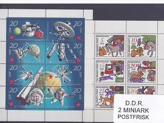 D.D.R Samling - 2 Stk. Miniark - Postfrisk