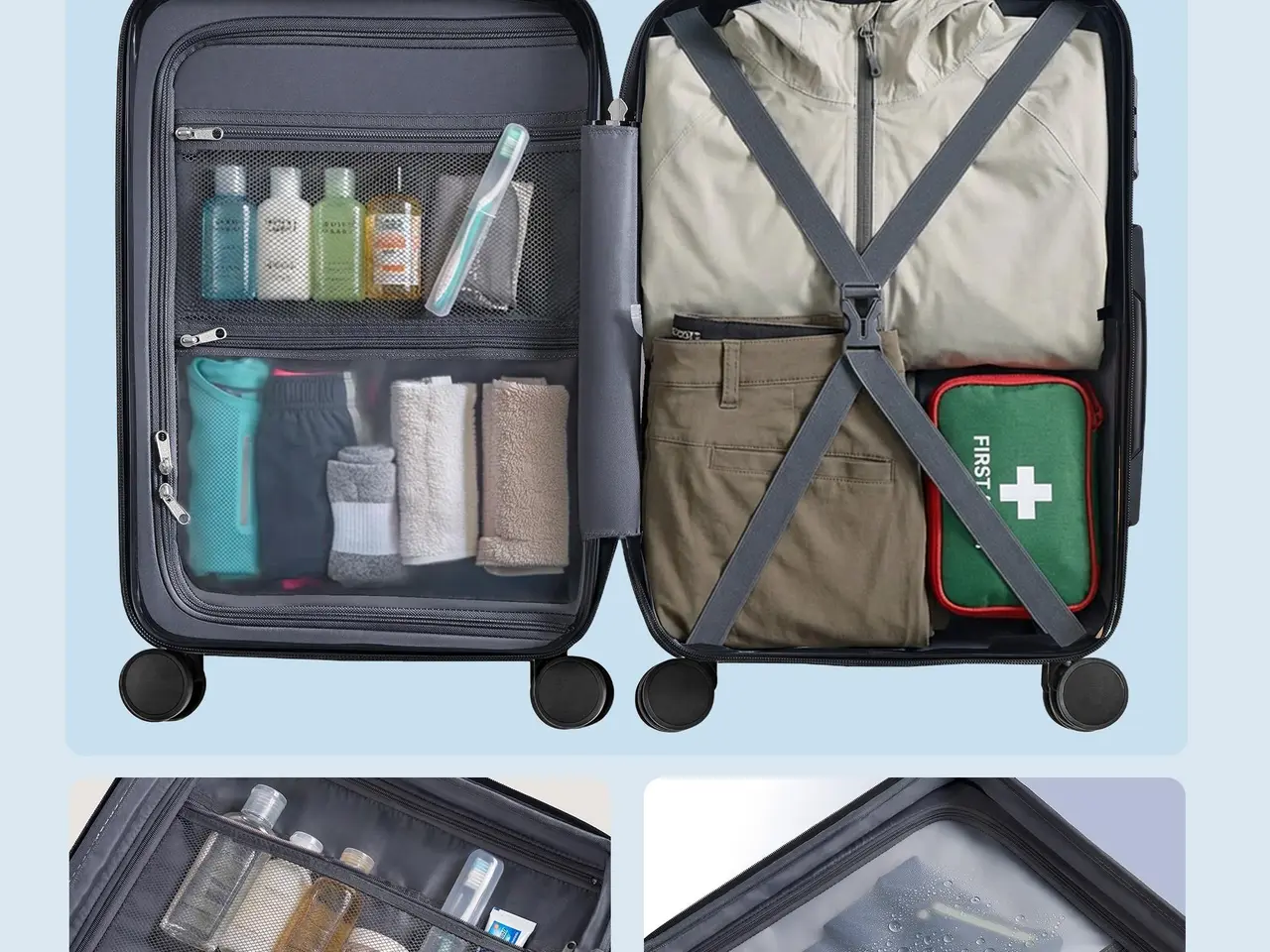 Billede 7 - Stor hardcase kuffert 75 cm udvidelig med TSA-lås og 4 dobbelte spinnerhjul - sort