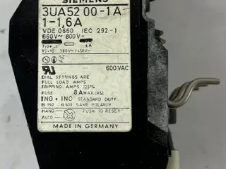 Siemens 3UA5200-1A 1–1.6 A Thermal Overload relæ