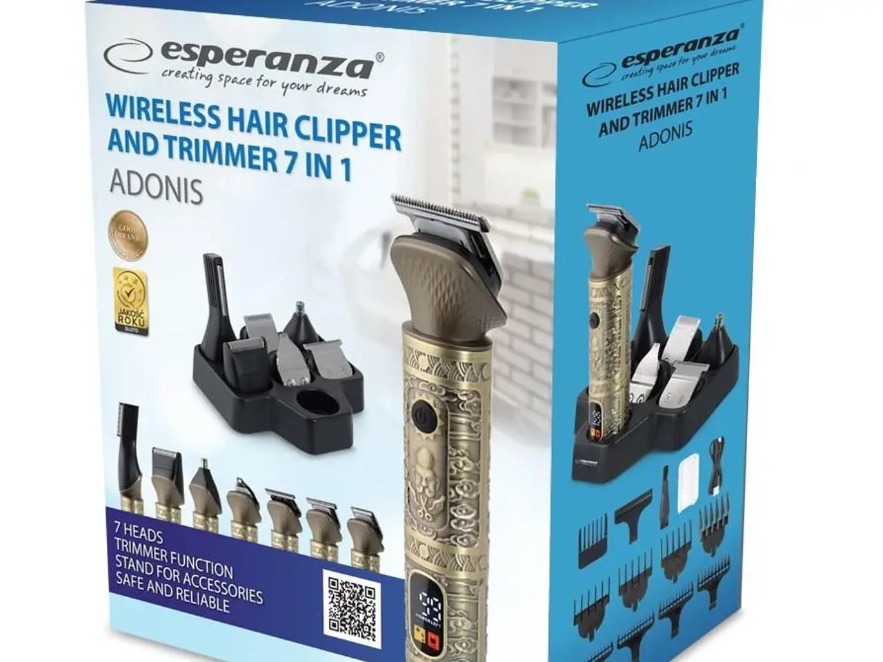Billede 7 - Hårtrimmer - Esperanza EBC006 7-i-1, trådløs, guld