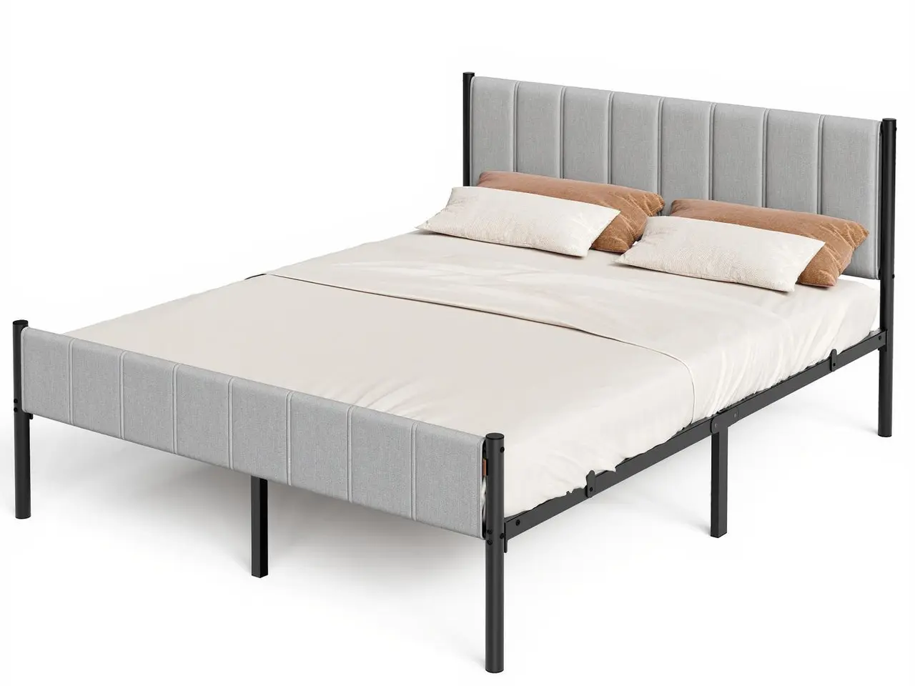 Billede 2 - Sengeramme 160 x 200 cm med polstret gavl - grå