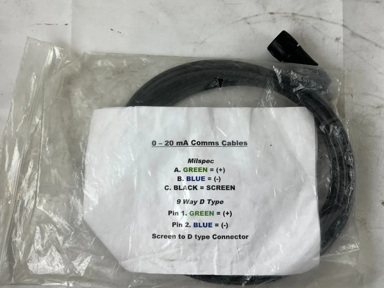 Billede 3 - 0–20 Ma Db9 9‑Way D‑Type Comms kabel Milspec ny