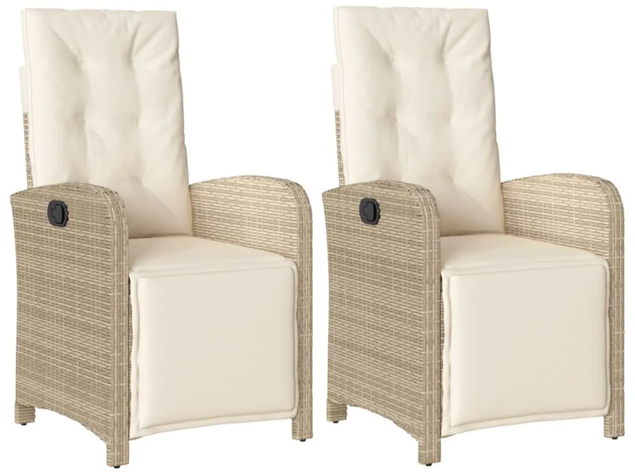 Billede 2 - Havestole 2 stk. med lænefunktion og fodstøtte polyrattan beige