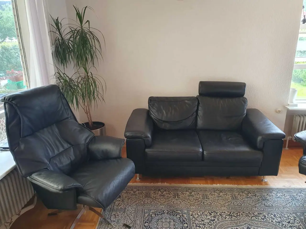 Billede 4 - Hjort Knudsen sofa- og lænestolesæt i sort læder